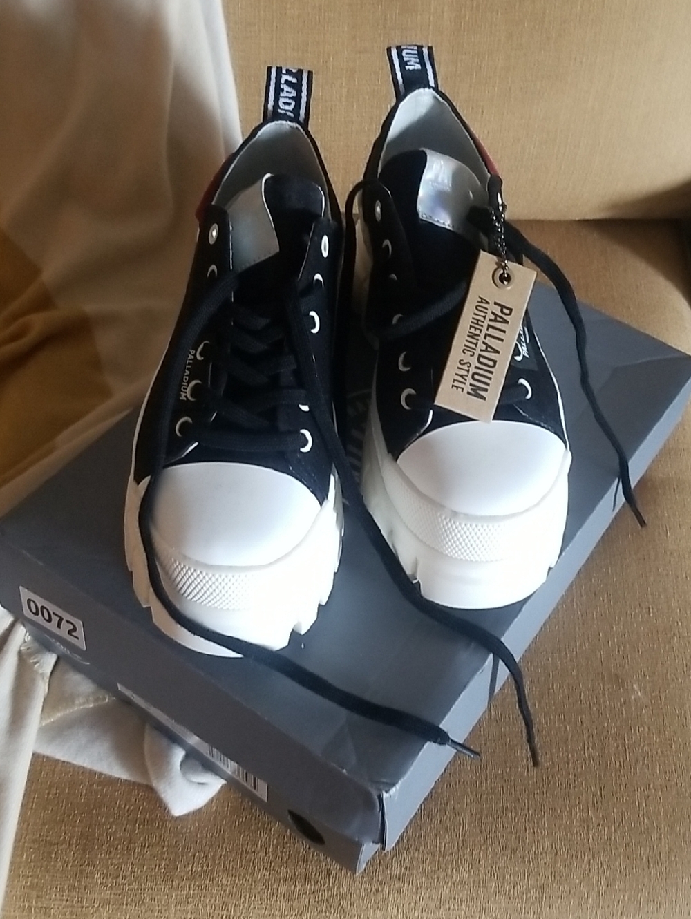 Palladium Black & White Chunky Toe Cap Sneakers